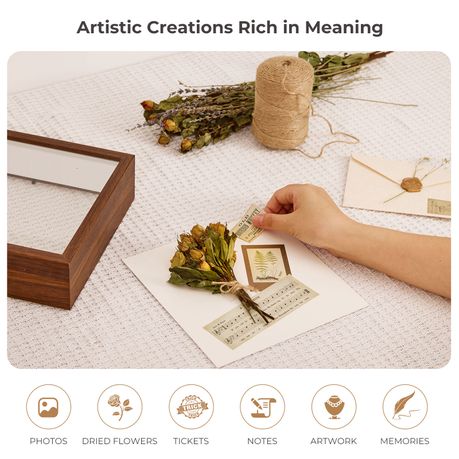 Walnut 20cm Shadow Box Frame - 3D Deep Display Case (2 Pack)