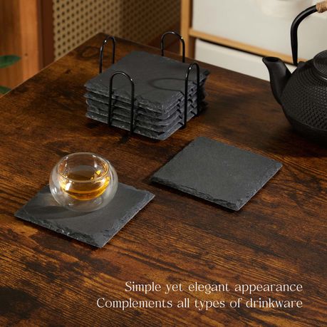 8Pc Square Slate Coaster Set