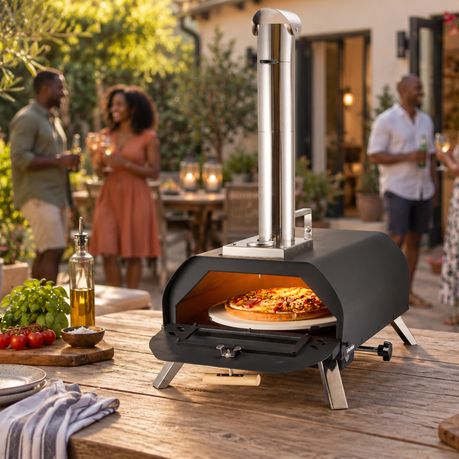 Portable Wood Pellet Pizza Oven - Rotating 12-Inch Stone
