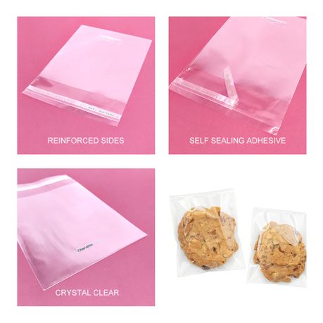 Reusable Clear Plastic Cookie Bags - 200-Pack