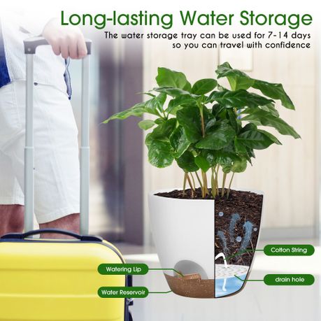 Self-Watering Plant Pots - 5-Pack Indoor Plastic Garden Planters
