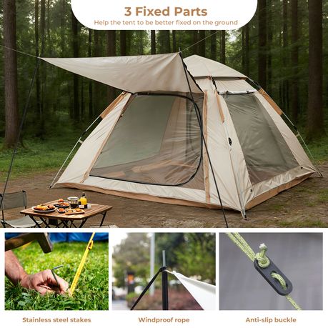 Chenshia 4 Person Camping Tent 210D Oxford Fabric Anti-Mosquito Pop-Up Tent