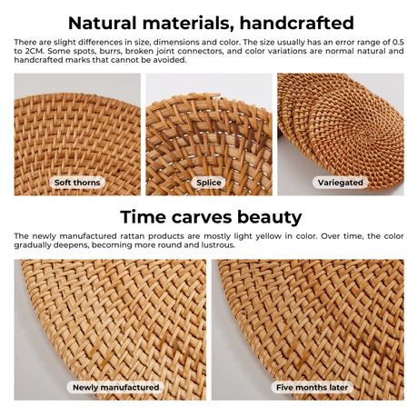 6Pc Boho Drink Coasters Handwoven Round Drink Mats