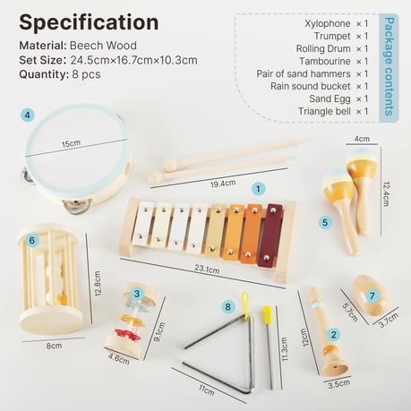 Toddler Musical Instruments Montessori Wooden Toys Baby Xylophone Set