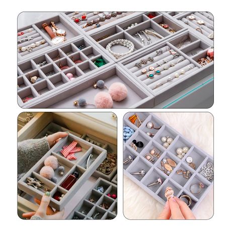Stackable Velvet Jewellery Display and Storage Trays