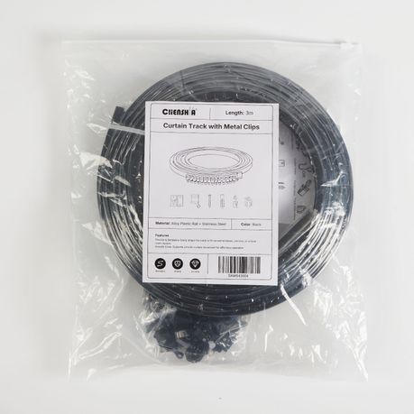 3m Flexible Ceiling Curtain Rail Track Set - Black