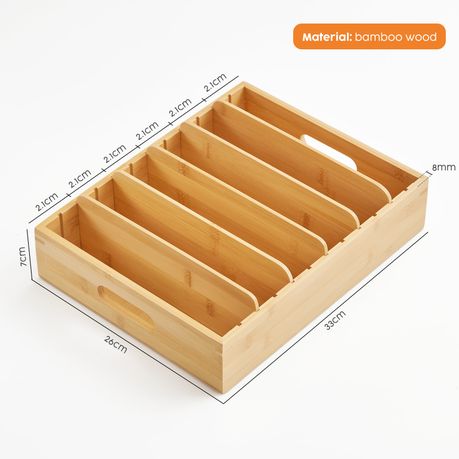 Bamboo Adjustable Cutlery Tray 5-Divider Drawer Storage Organizer
