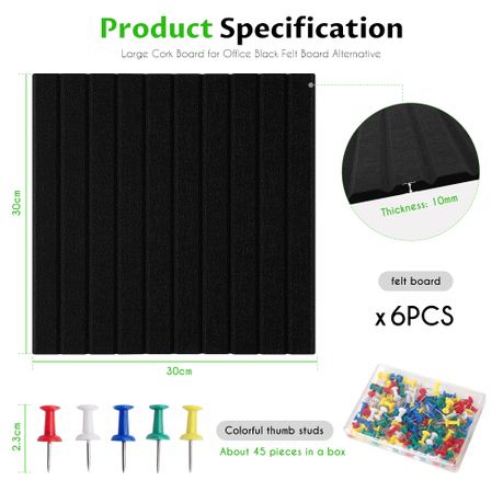 6-Pack Self-Adhesive Cork Board  Push Pin Display Board Set