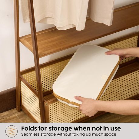 100L Collapsible Laundry Hamper with Lid & Removable Bag
