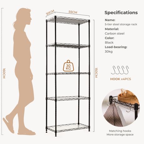 5-Tier Adjustable Steel Storage Rack