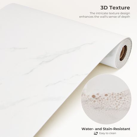 White Marble-Effect Self-Adhesive Vinyl Roll | 40 cm × 3 m
