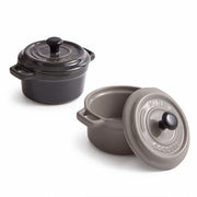 Grey Ceramic Ramekin Dishes with Lids Set - 220ml