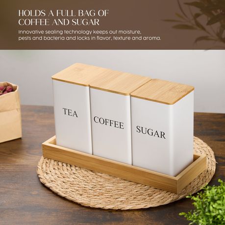 Chenshia 3Pc Tea & Sugar Canister with Tray
