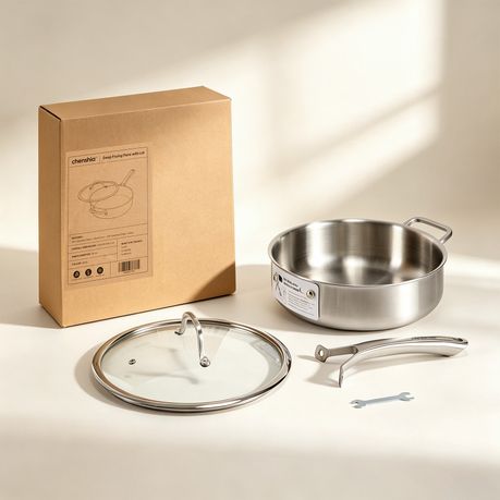 304 Stainless-Steel Deep-Frying Pan with Lid