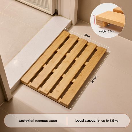 Bamboo Bath Mat Wooden Shower Non-Slip Waterproof Board