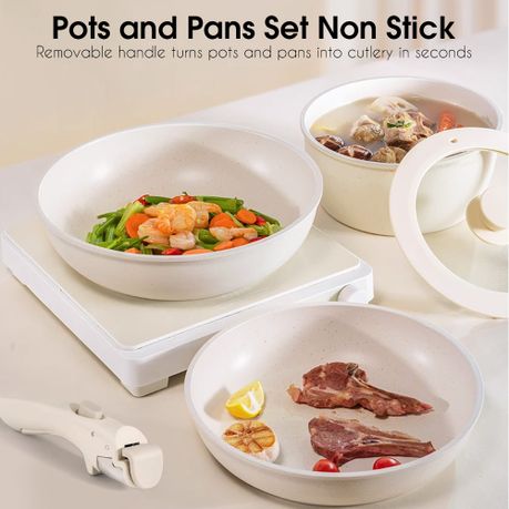 17Pc Aluminium Non-Stick Cookware Set - White