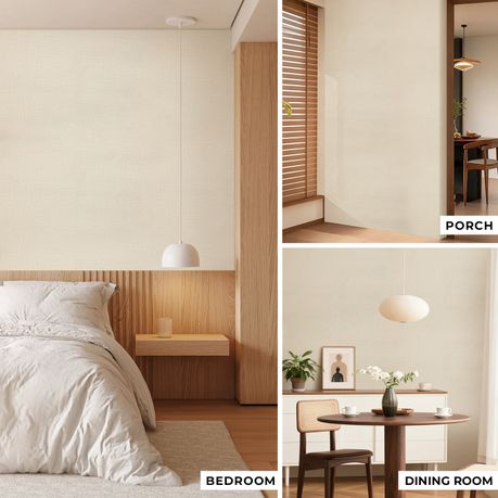 Self-Adhesive Faux Linen Wallpaper Peel and Stick PVC Wall Covering - Beige