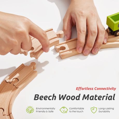 Wooden Train Set Tracks Railway Toy