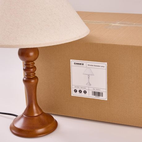 Wooden Bedside Lamp Pack with Lamp Shade