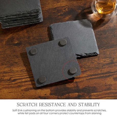 8Pc Square Slate Coaster Set