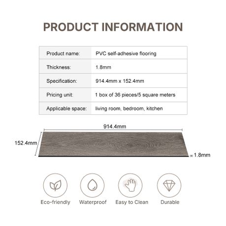 Vinyl Flooring Planks 36Pc Waterproof Self-Adhesive Tiles