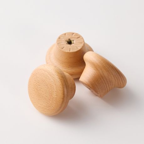 8Pc Round Wooden Mushroom Drawer Knobs with Screws