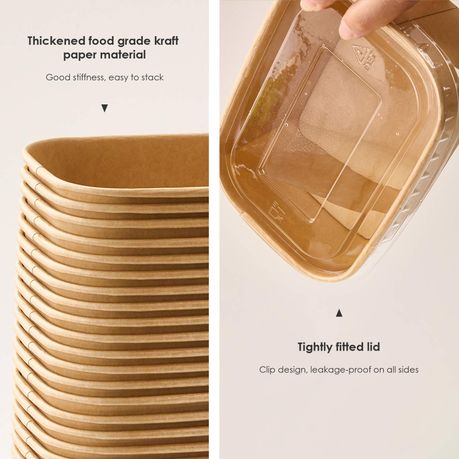 30Pc Kraft Paper Food Containers