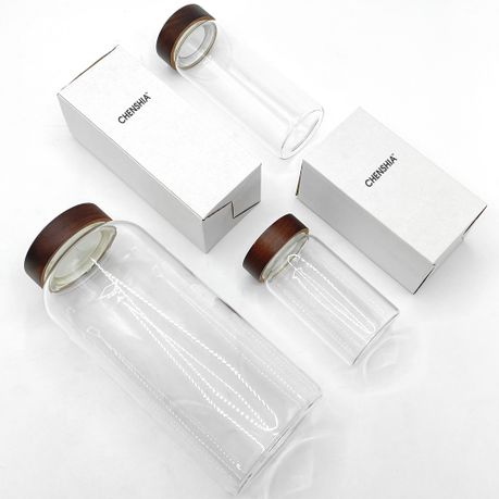 3Pc Acacia Wood Lid Airtight Glass Kitchen Pantry Food Storage Jar