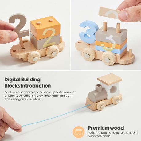 Chenshia 21Pc Train Set Wooden Colour Play & Learn to Count Blocks Toddlers