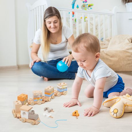 Chenshia 21Pc Train Set Wooden Colour Play & Learn to Count Blocks Toddlers