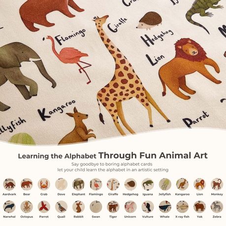 Cotton Kids Wall Poster | Alphabet Safari Animals
