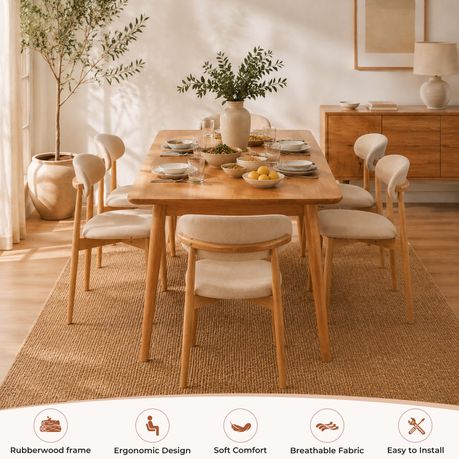 Solid Wood Linen Dining Chairs