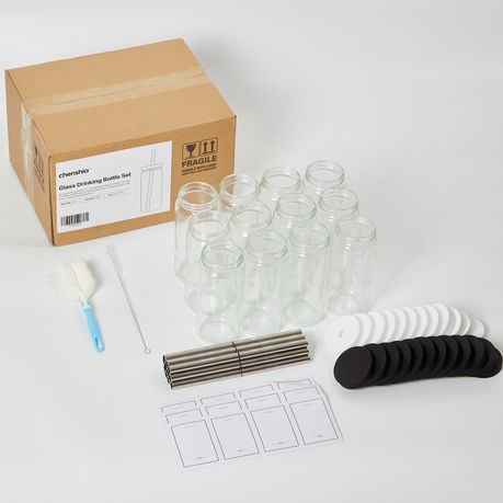 Chenshia 12pc Glass Juice Bottles - 480ml