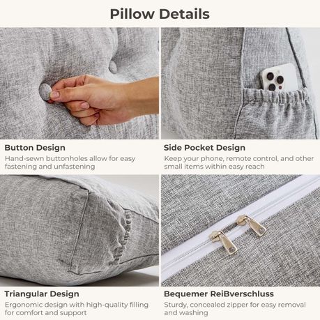 180cm Bed Backrest Cushion - Grey