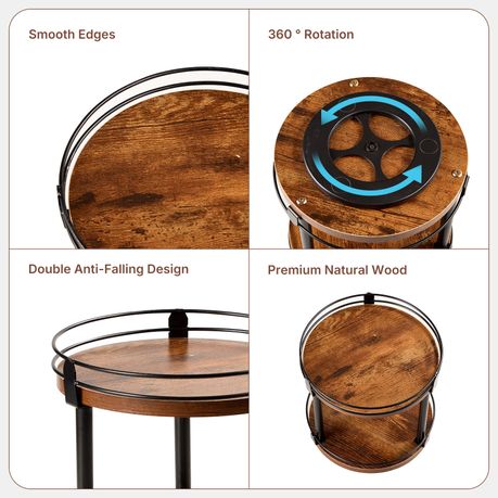 Wooden 2-Tier Lazy Susan Turntable Rotate Spice Organizer Storage