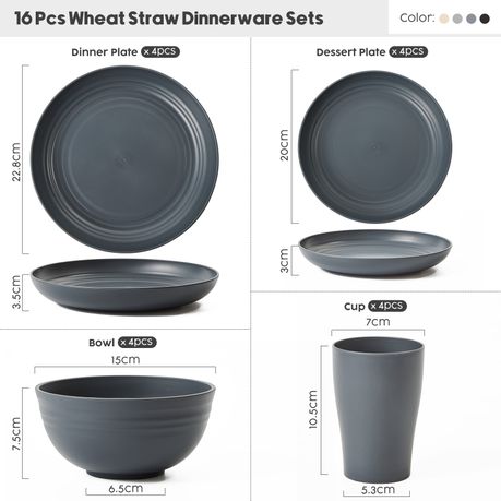 Chenshia 16Pc Wheat Straw Dinnerware Set - Camping & Picnic Tableware