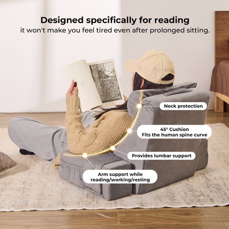 Grey Ergonomic Reading Pillow