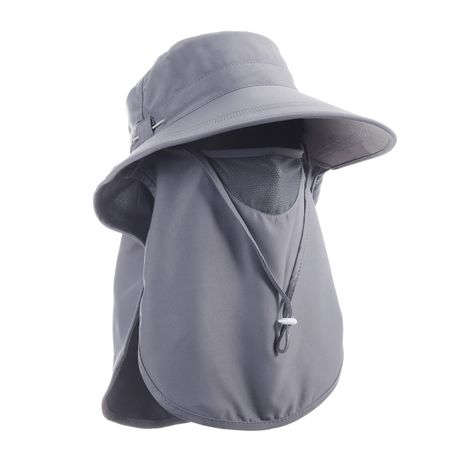 Sun Protection Hat with Neck Flap - Grey