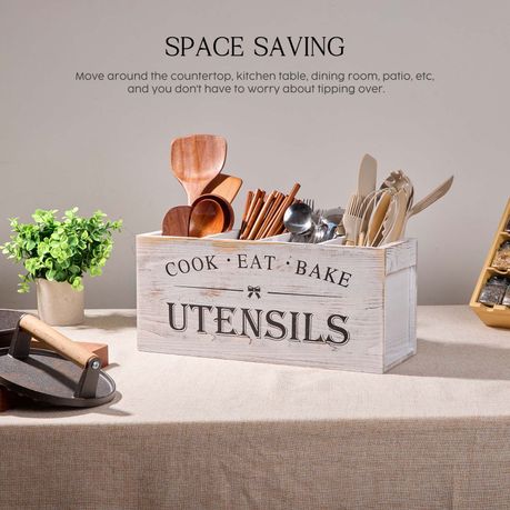 Wood Resturant Home Kitchen Utensil Storage Fork Knife Organiser