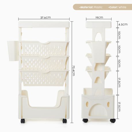 5-Tier Storage Rack Mobile Organiser Trolley Utility Cart