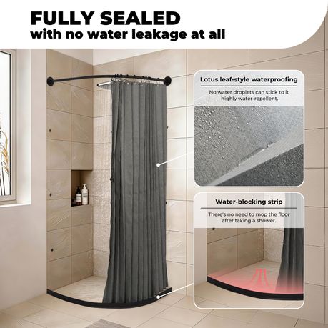 Chenshia Magnetic Folding Shower Curtain Kit No-drill & Waterproof Curtain