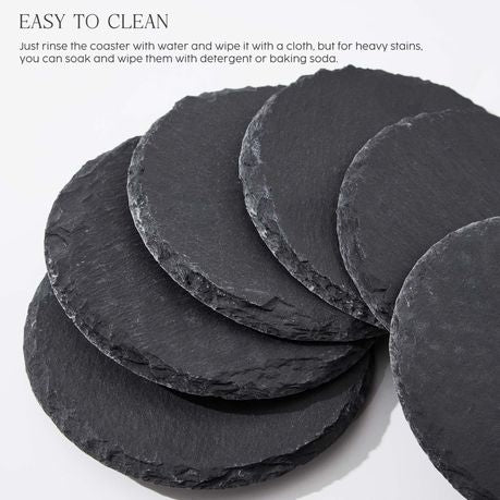 8Pc Round Slate Coaster Set