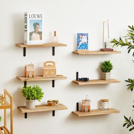 Paulownia Wood Sturdy Home Floating Shelf-Nursery-Living Room 6Pc