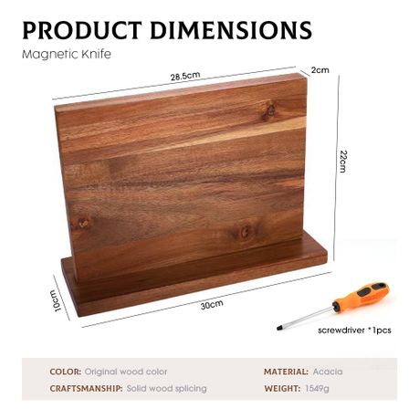 Acacia Wood Double-Sided Magnetic Knife Block