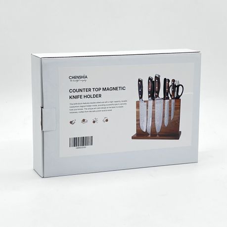 Acacia Wood Double-Sided Magnetic Knife Block