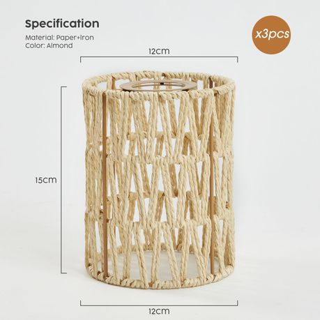 3-Piece Handcrafted Woven Rattan Lampshade Light Cover & Home Decor