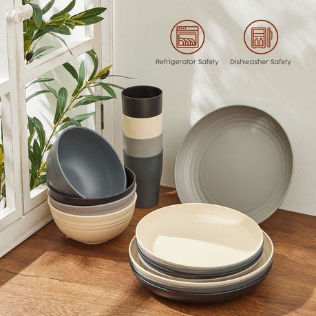 Chenshia 16Pc Wheat Straw Dinnerware Set - Camping & Picnic Tableware