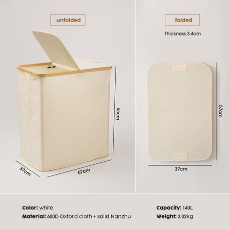 140L Double Laundry Hamper with Lid
