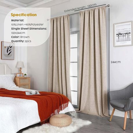 Beige Double Layer Blackout Curtains - 132cm x 244cm