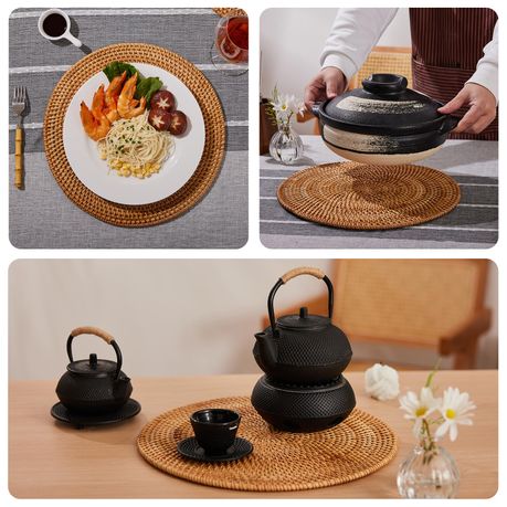 40cm Boho Handwoven Round Placemats- 4 Pack